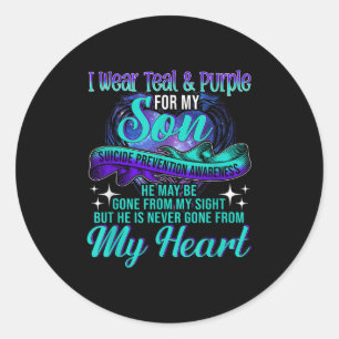 I Wear Teal &amp; Purple For My Son Suicide Preven Classic Round Sticker