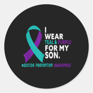 I Wear Teal & Purple For My Son Suicide Preven Classic Round Sticker