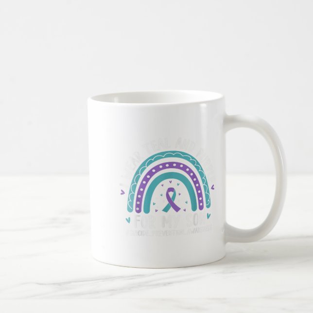 I Wear Teal &amp; Purple For My Son Suicide Preven Coffee Mug (Right)