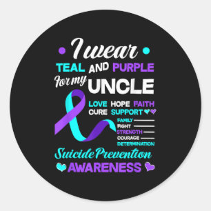 I Wear Teal & Purple For My Uncle Suicide Prev Classic Round Sticker