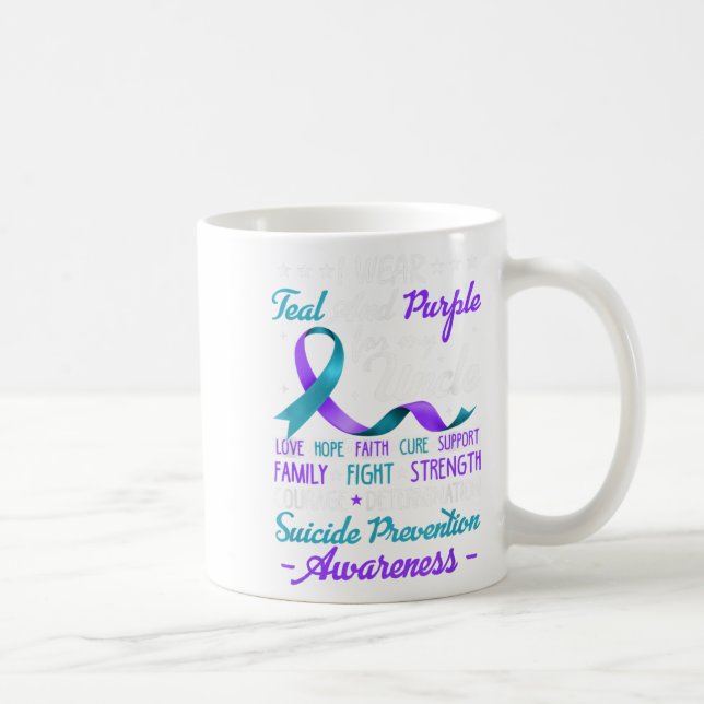I Wear Teal &amp; Purple For My Uncle Suicide Prev Coffee Mug (Right)