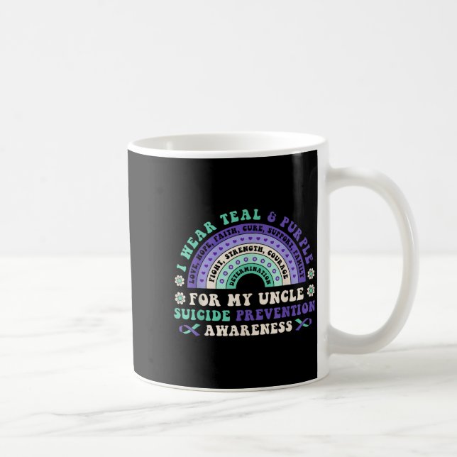 I Wear Teal &amp; Purple For My Uncle Suicide Prev Coffee Mug (Right)