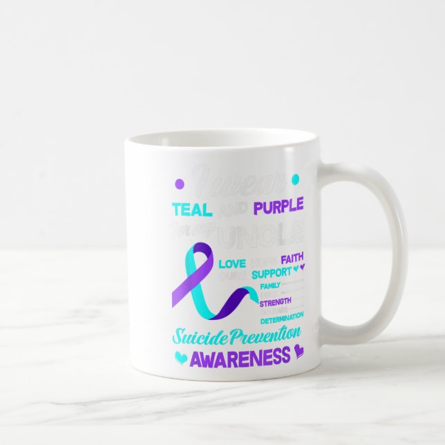 I Wear Teal &amp; Purple For My Uncle Suicide Prev Coffee Mug (Right)