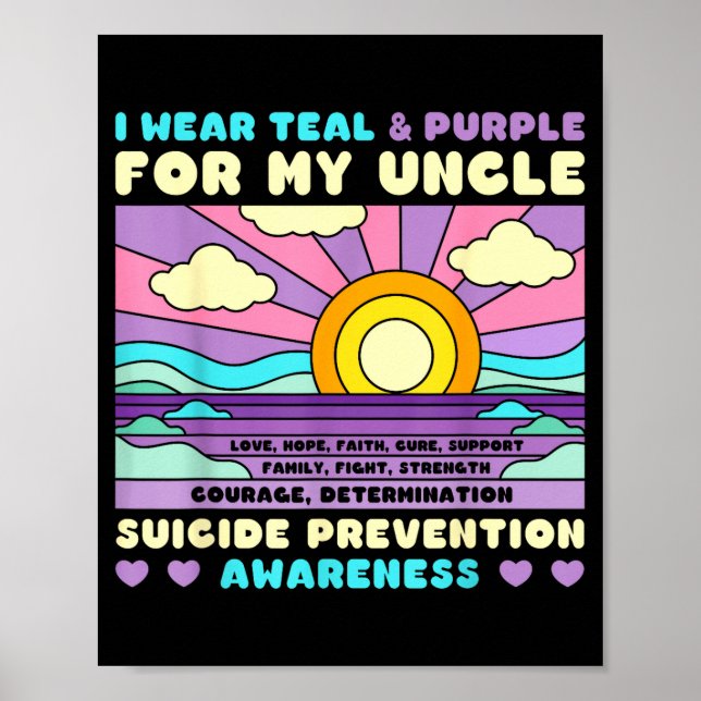 I Wear Teal &amp; Purple For My Uncle Suicide Prev Poster (Front)