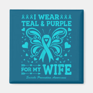 I Wear Teal & Purple For My Wife Magnet