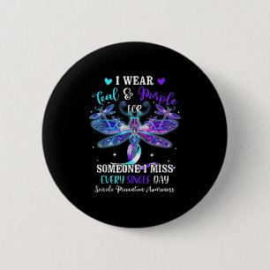 I Wear Teal & Purple For Someone Suicide Aware 6 Cm Round Badge