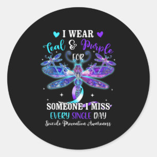 I Wear Teal &amp; Purple For Someone Suicide Aware Classic Round Sticker
