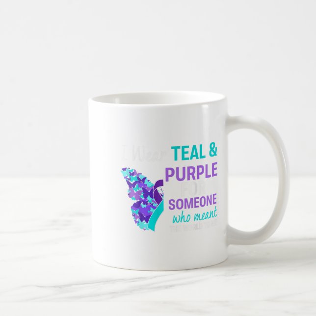 I Wear Teal &amp; Purple For Someone Suicide Aware Coffee Mug (Right)