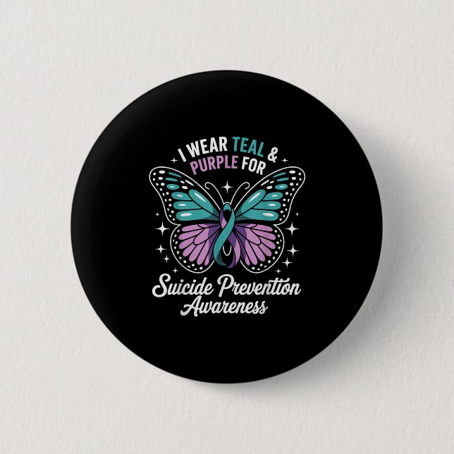 I Wear Teal &amp; Purple For Suicide Prevention Aw 6 Cm Round Badge (Front)