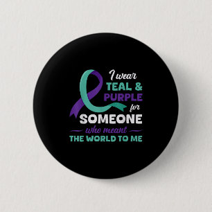 I Wear Teal & Purple For Suicide Prevention Aw 6 Cm Round Badge
