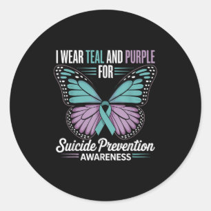 I Wear Teal & Purple For Suicide Prevention Aw Classic Round Sticker