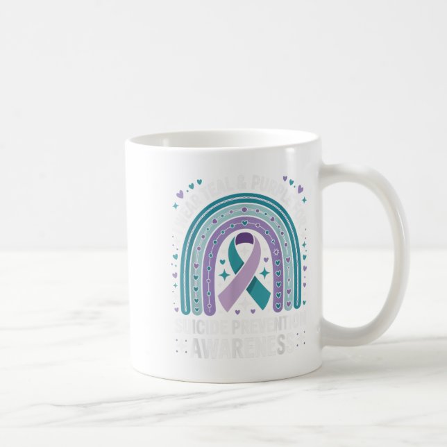 I Wear Teal &amp; Purple For Suicide Prevention Aw Coffee Mug (Right)