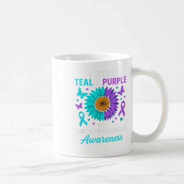 I Wear Teal &amp; Purple For Suicide Prevention Aw Coffee Mug (Right)