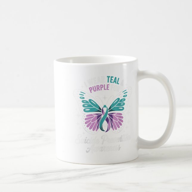 I Wear Teal &amp; Purple For Suicide Prevention Aw Coffee Mug (Right)