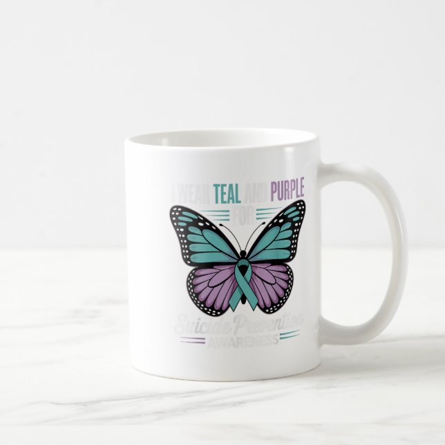 I Wear Teal &amp; Purple For Suicide Prevention Aw Coffee Mug (Right)