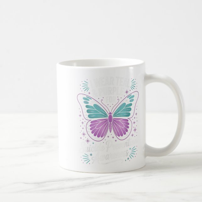 I Wear Teal &amp; Purple For Suicide Prevention Aw Coffee Mug (Right)