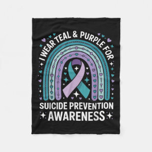 I Wear Teal & Purple For Suicide Prevention Aw Fleece Blanket