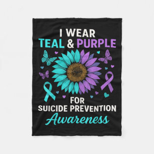 I Wear Teal & Purple For Suicide Prevention Aw Fleece Blanket