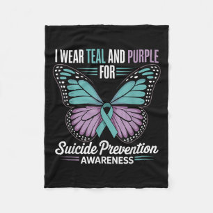 I Wear Teal & Purple For Suicide Prevention Aw Fleece Blanket