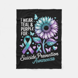 I Wear Teal & Purple For Suicide Prevention Aw Fleece Blanket
