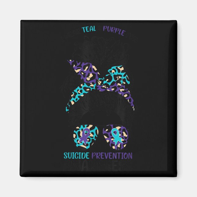 I Wear Teal &amp; Purple For Suicide Prevention Aw Magnet (Front)