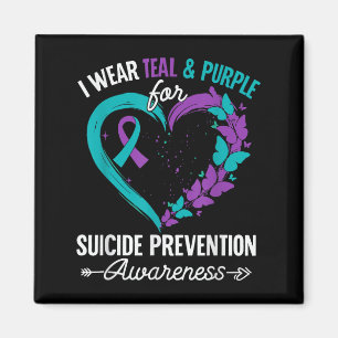 I Wear Teal &amp; Purple For Suicide Prevention Aw Magnet