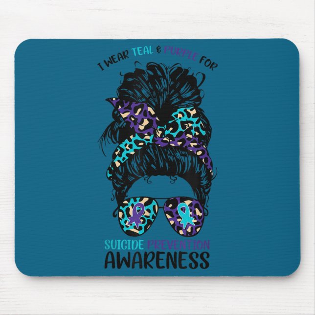 I Wear Teal &amp; Purple For Suicide Prevention Aw Mouse Mat (Front)
