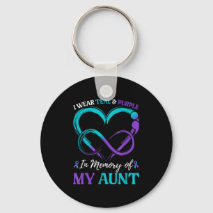 I Wear Teal &amp; Purple In Memory Of My Aunt  Key Ring