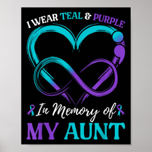I Wear Teal &amp; Purple In Memory Of My Aunt  Poster