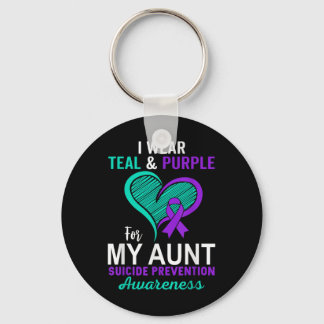 I Wear Teal & Purple In Memory Of My Aunt Suic Key Ring