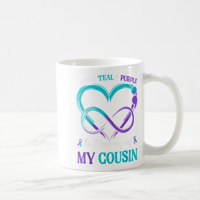 I Wear Teal &amp; Purple In Memory Of My Cousin  Coffee Mug (Right)