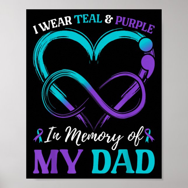 I Wear Teal &amp; Purple In Memory Of My Dad  Poster (Front)