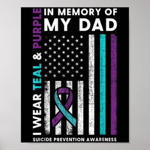 I Wear Teal & Purple In Memory Of My Dad Suici Poster
