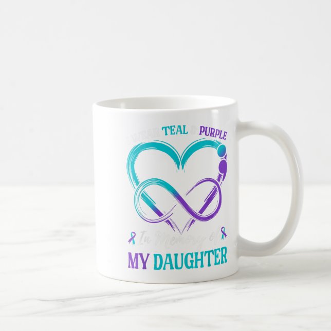 I Wear Teal &amp; Purple In Memory Of My Daughter  Coffee Mug (Right)