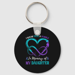 I Wear Teal &amp; Purple In Memory Of My Daughter  Key Ring
