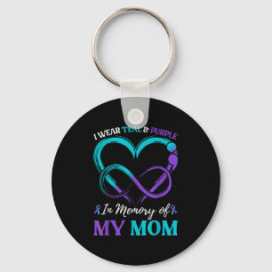 I Wear Teal & Purple In Memory Of My Mom Key Ring