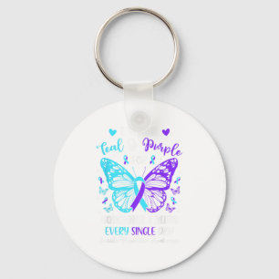 I Wear Teal & Purple In Memory Of My Nephew  Key Ring