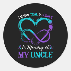 I Wear Teal & Purple In Memory Of My Uncle Classic Round Sticker