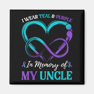 I Wear Teal & Purple In Memory Of My Uncle Magnet