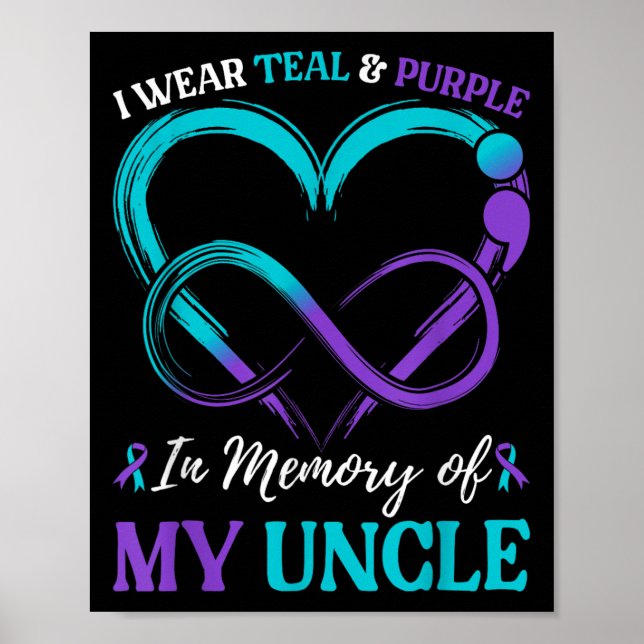 I Wear Teal &amp; Purple In Memory Of My Uncle  Poster (Front)