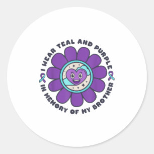 I Wear Teal &amp; Purple Memory Of My Brother Suic Classic Round Sticker