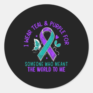I Wear Teal & Purple Or Someone Suicide Awaren Classic Round Sticker