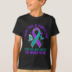 I Wear Teal &amp; Purple Or Someone Suicide Awaren T-Shirt