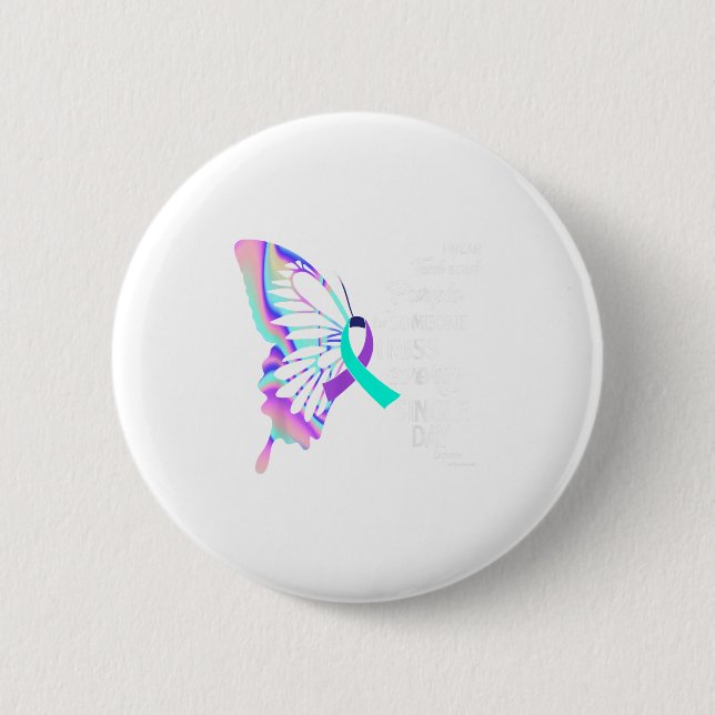 I Wear Teal &amp; Purple Suicide Prevention Awaren 6 Cm Round Badge (Front)