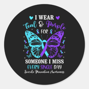 I Wear Teal & Purple Suicide Prevention Awaren Classic Round Sticker