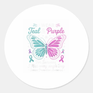 I Wear Teal & Purple Suicide Prevention Awaren Classic Round Sticker