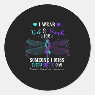 I Wear Teal & Purple Suicide Prevention Awaren Classic Round Sticker