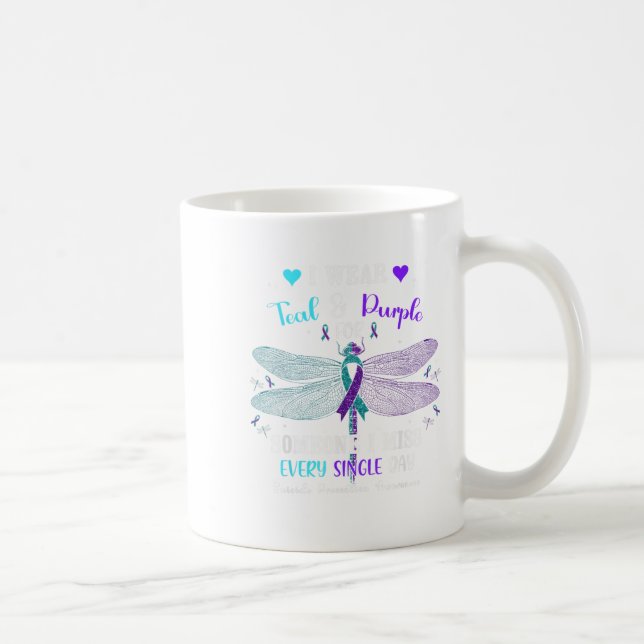 I Wear Teal &amp; Purple Suicide Prevention Awaren Coffee Mug (Right)