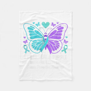 I Wear Teal & Purple Suicide Prevention Awaren Fleece Blanket