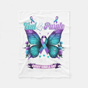 I Wear Teal & Purple Suicide Prevention Awaren Fleece Blanket